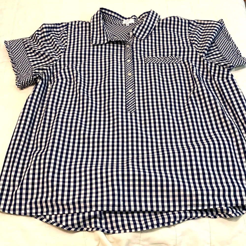 Crown & Ivy Top - Blue/White checked - 3x